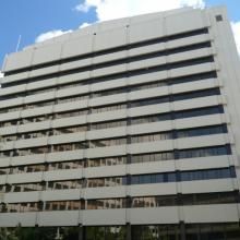 Photo of commercial building with window tinting